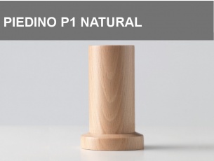 Piedino in legno P1 arrotondato con base piatta h.6cm, colore Naturale