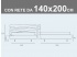 Misure del letto matrimoniale alla francese Noctis Andy con rete a doghe da 140x200cm