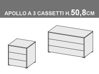 comodini Apollo a 3 cassetti, altezza totale 50,8cm