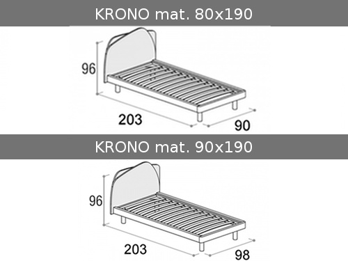 Dimensioni del letto colorato singolo Krono Doimo Cityline